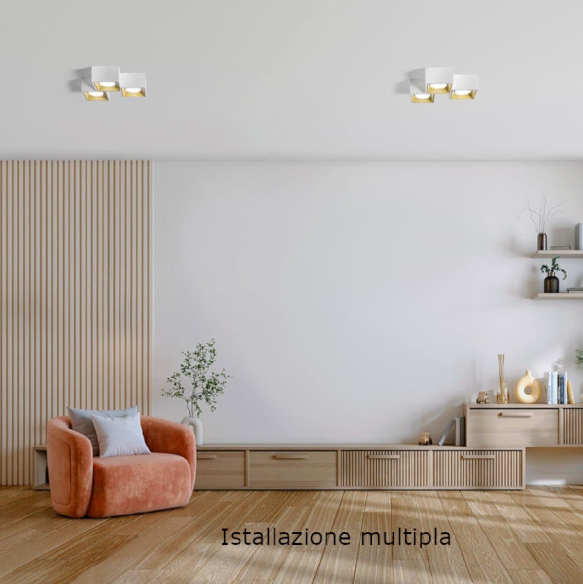 Plafoniera classica Sforzin illuminazione NASSO quadrata PL3 T513 T514 T515 GX53 LED gesso alluminio - 8