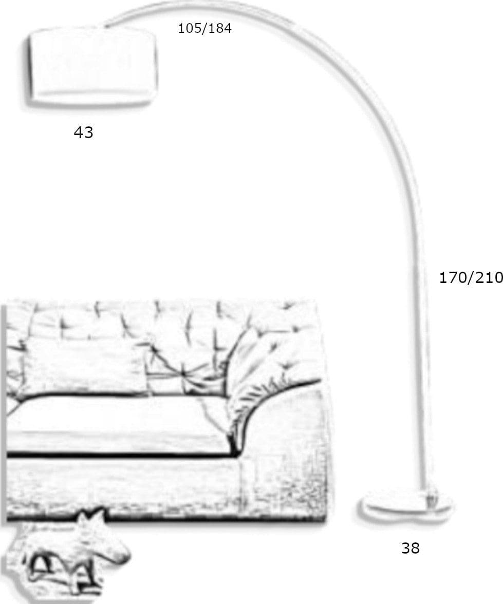 Piantana arco Illuminando BOING CILINDRO P 43 OS E27 LED metallo marmo bianco tessuto - 8