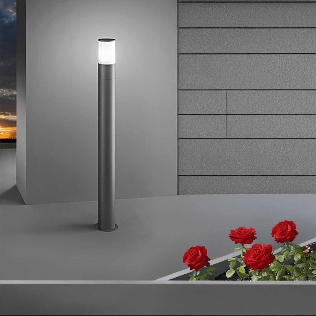 Lampioncino esterno IP54 Perenz SIGARO 8328 GC E27 LED metallo alluminio acrilico grigio cemento - 2