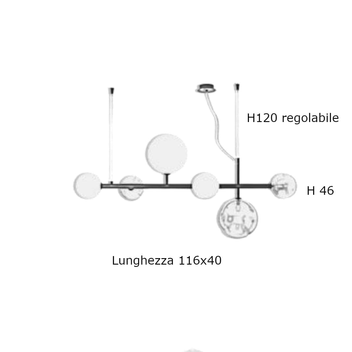 Lampadario classico Illuminando BOLLE L 4+2 OS G9 LED metallo vetro - 2