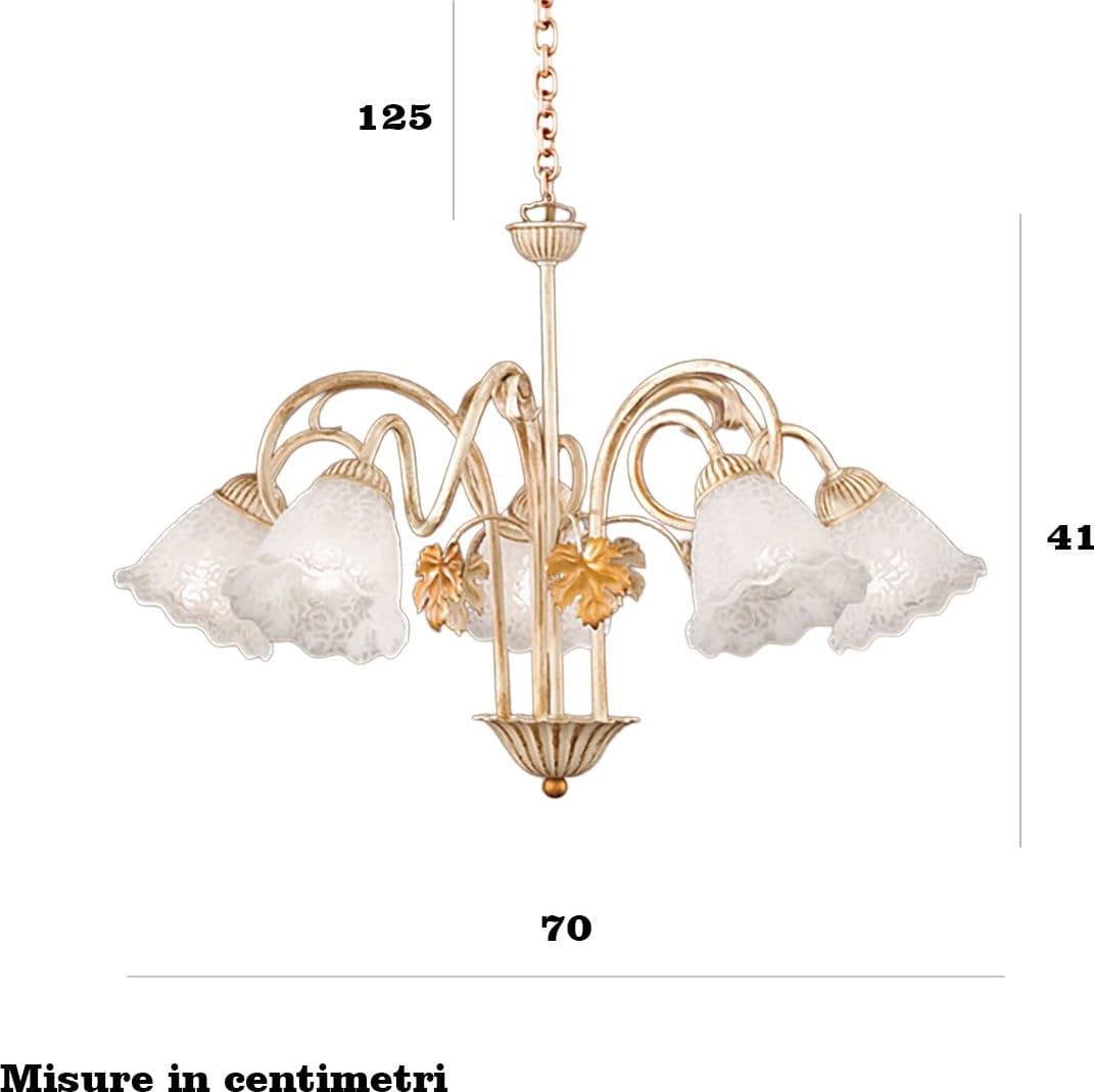 Lampadario classico Due P AIDA S5 E14 LED metallo vetro bianco - 4