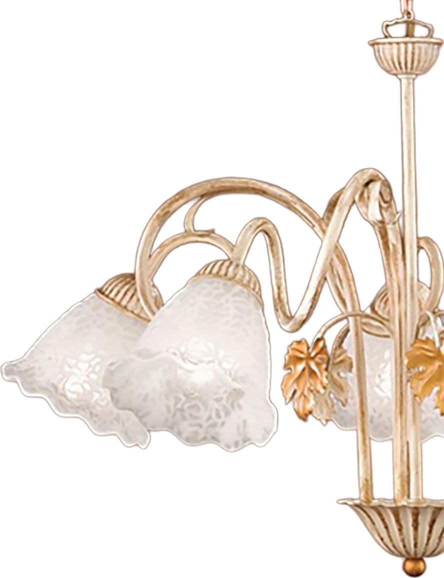 Lampadario classico Due P AIDA S3 E14 LED metallo vetro bianco - 2