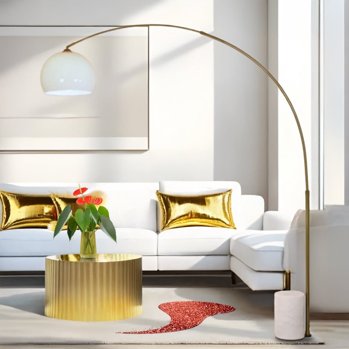Piantana arco Illuminando CURVE G NR OS E27 LED metallo marmo acrilico - 2