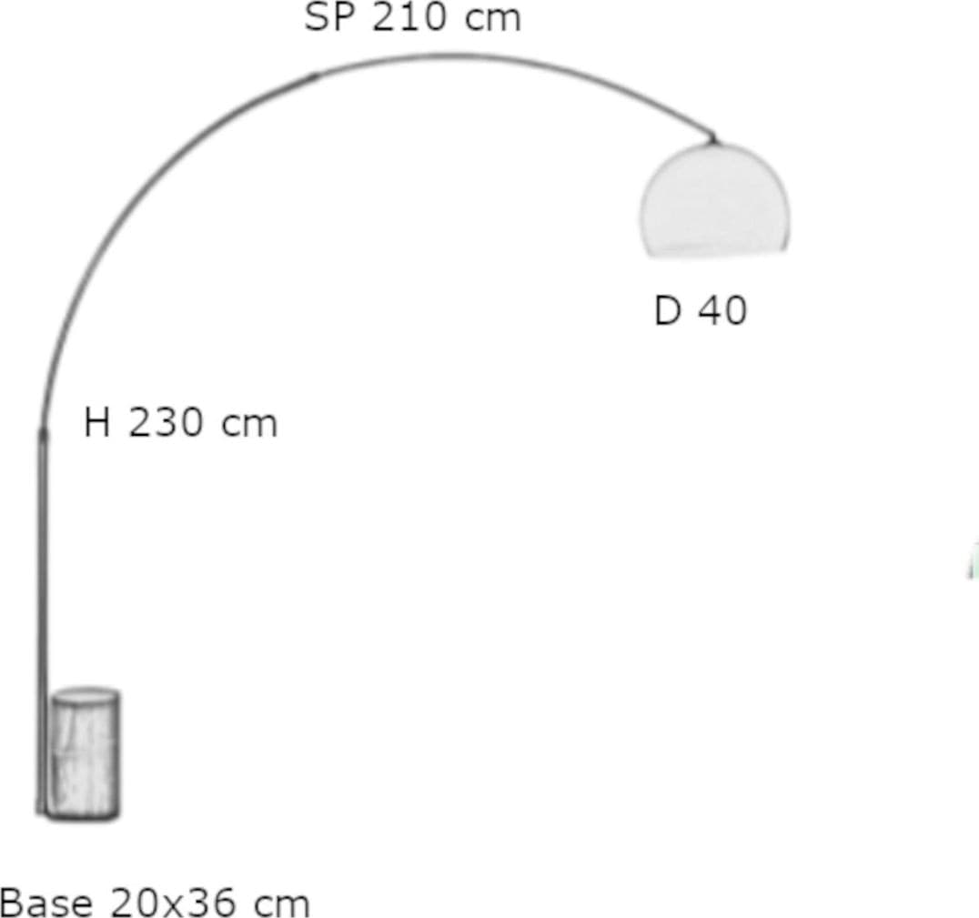 Piantana arco Illuminando CURVE G NR OS E27 LED metallo marmo acrilico - 5