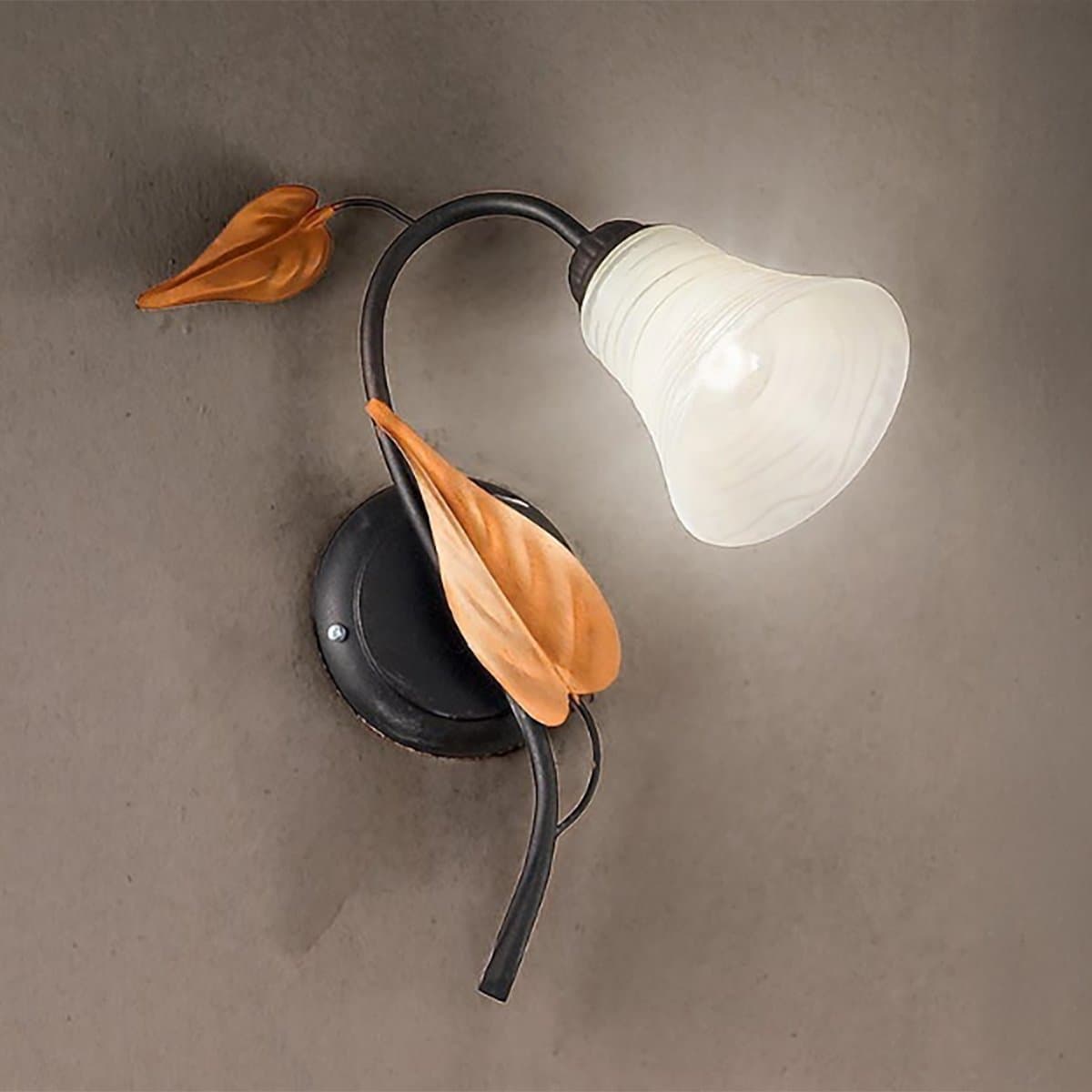 Applique classico Due P illuminazione TOSCA AP1 E14 LED metallo brunito vetro bianco - 2