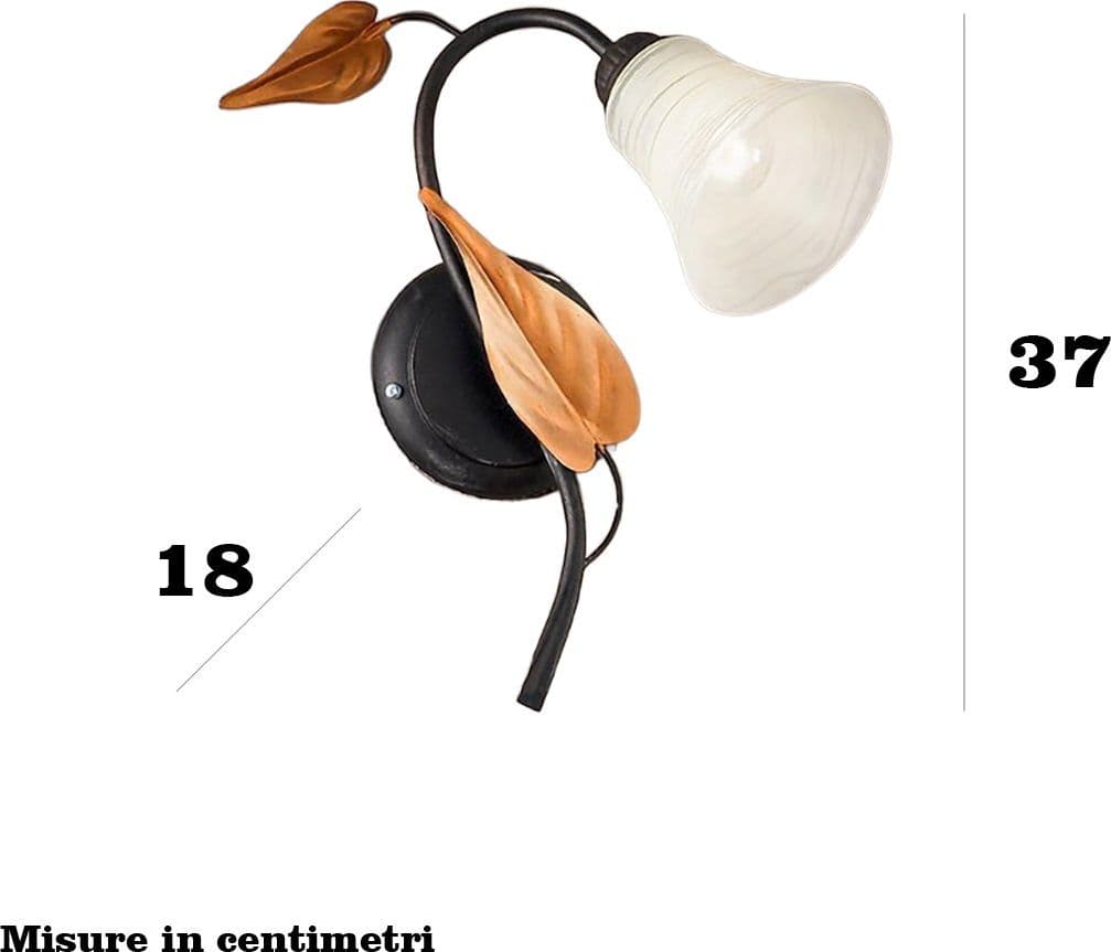 Applique classico Due P illuminazione TOSCA AP1 E14 LED metallo brunito vetro bianco - 3