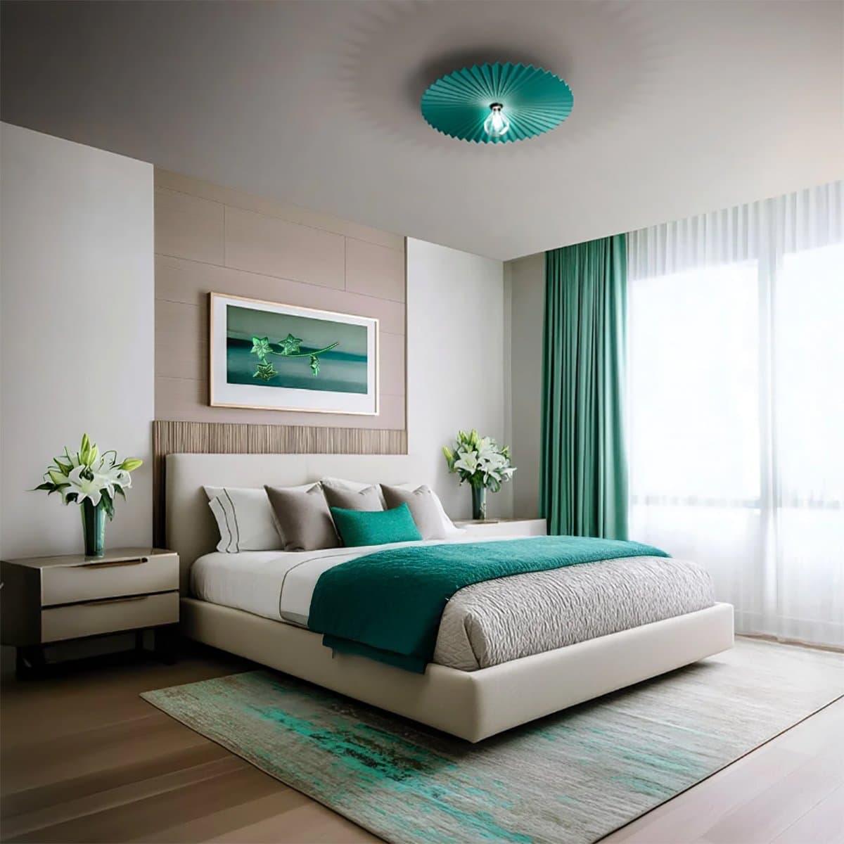 Plafoniera Linea Light DOGE S CA023AGBEZZ E27 LED metallo petrolio - 2