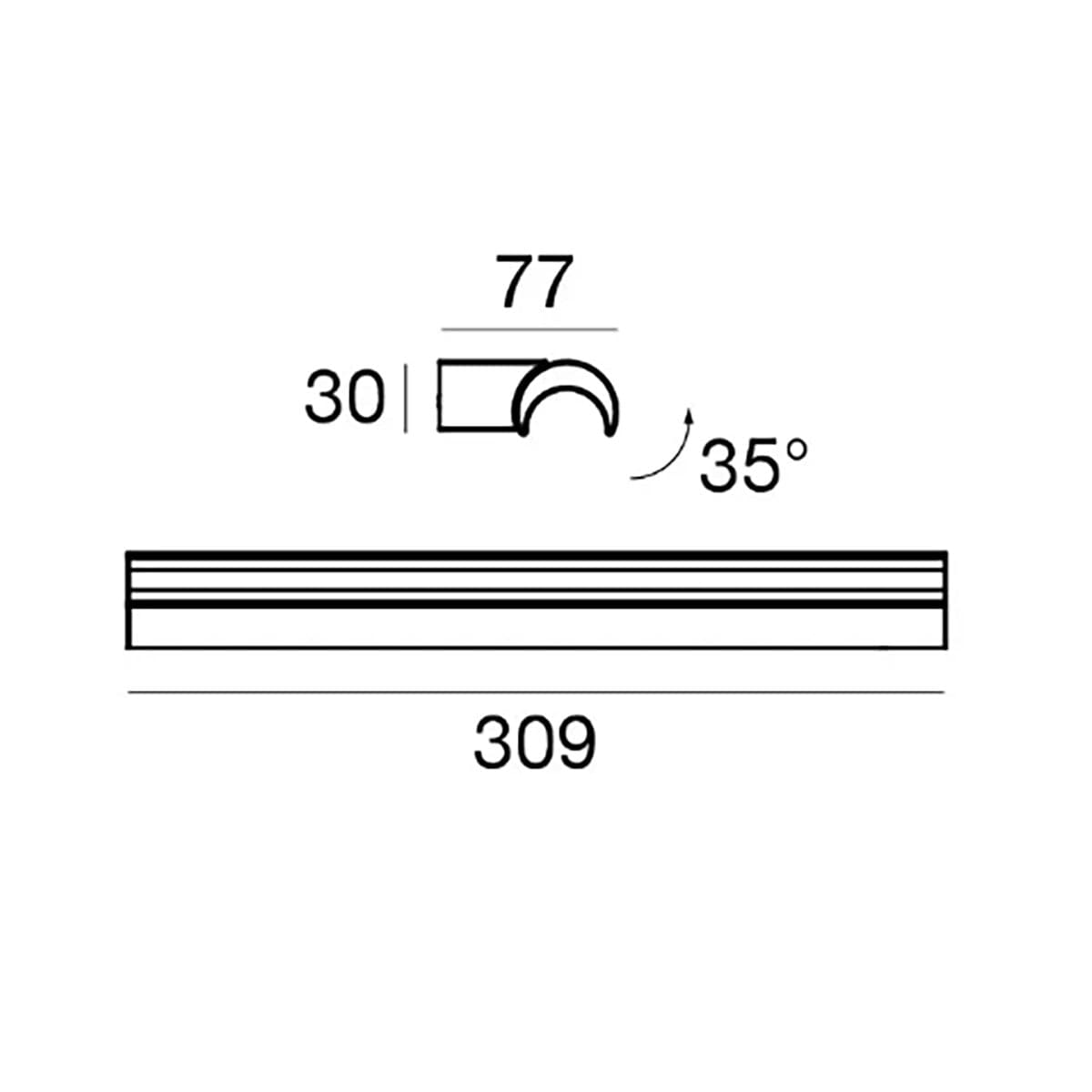 Applique led Linea Light HALFPIPE 9802 3000k 673LM IP44 alluminio lucido orientabile - 5