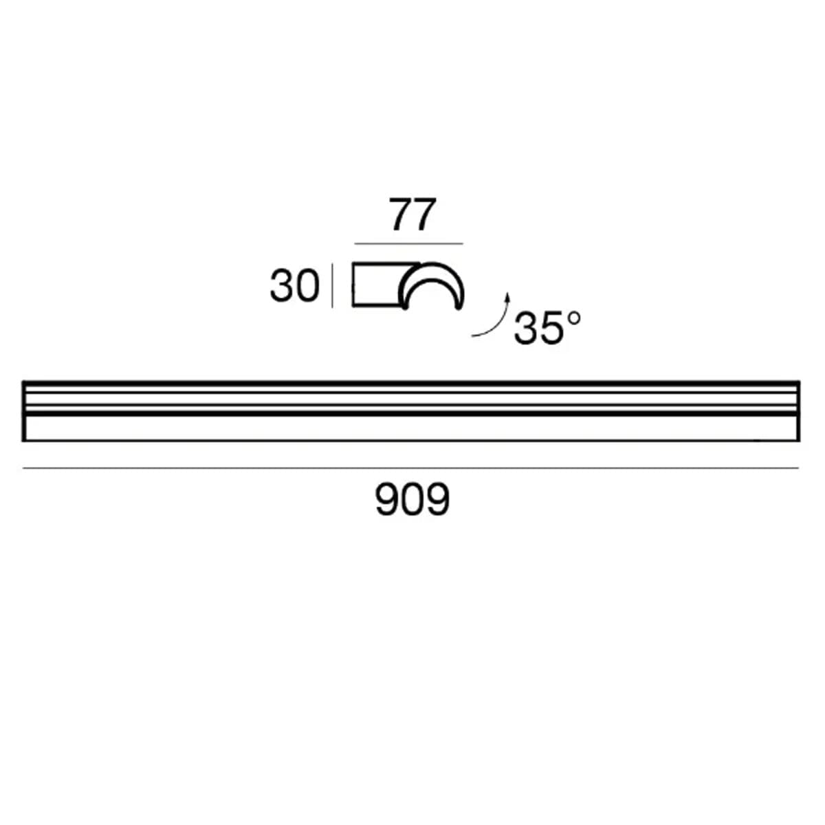 Applique led Linea Light HALFPIPE 9808 3000k 1929LM IP44 alluminio lucido orientabile - 3