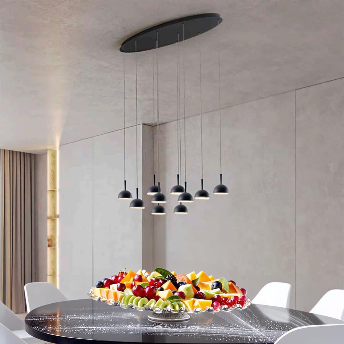 Lampadario moderno Promoingross JINGLE S10C NE LED metallo metacrilato nero - 2