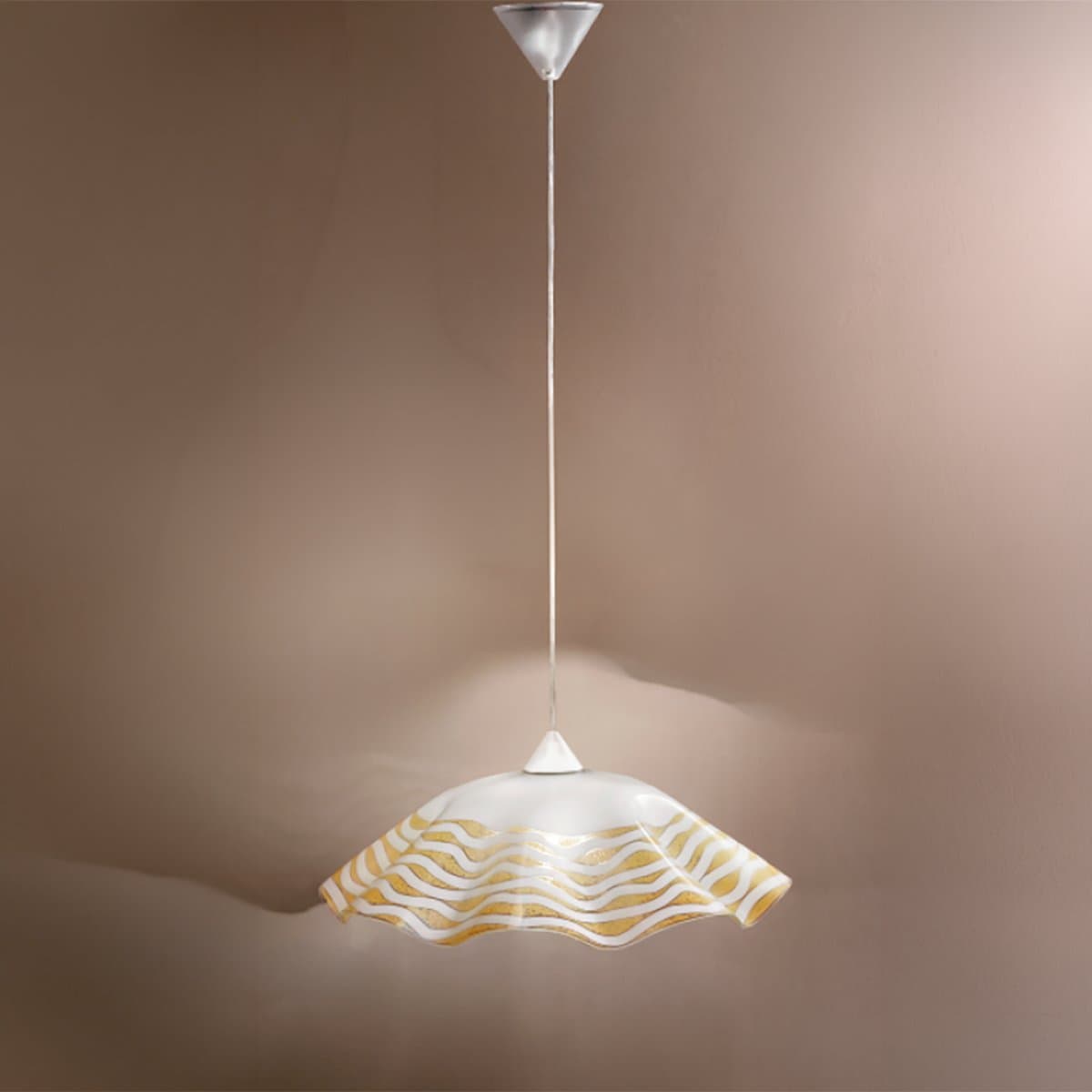 Sospensione classica DUE P GHOST 2593 S E27 LED vetro ondulato decorato - 2