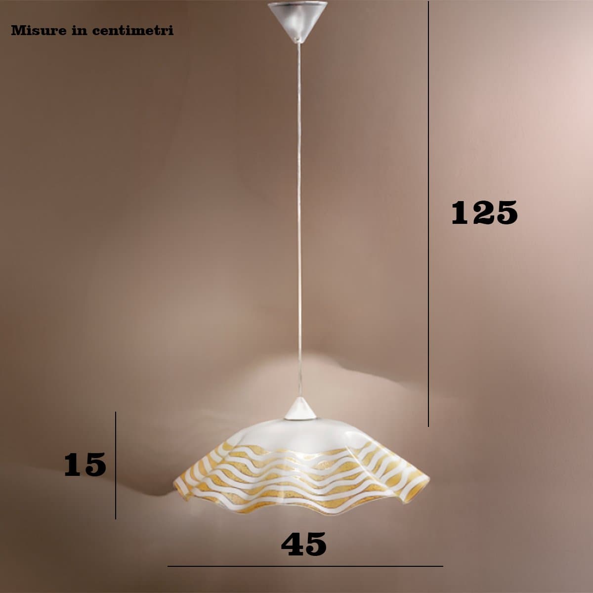 Sospensione classica DUE P GHOST 2593 S E27 LED vetro ondulato decorato - 3