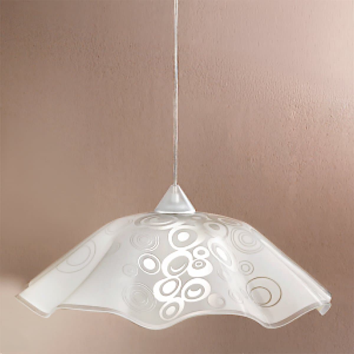 Sospensione moderna DUE P GHOST 2592 S E27 LED vetro ondulato bianco lucido - 2