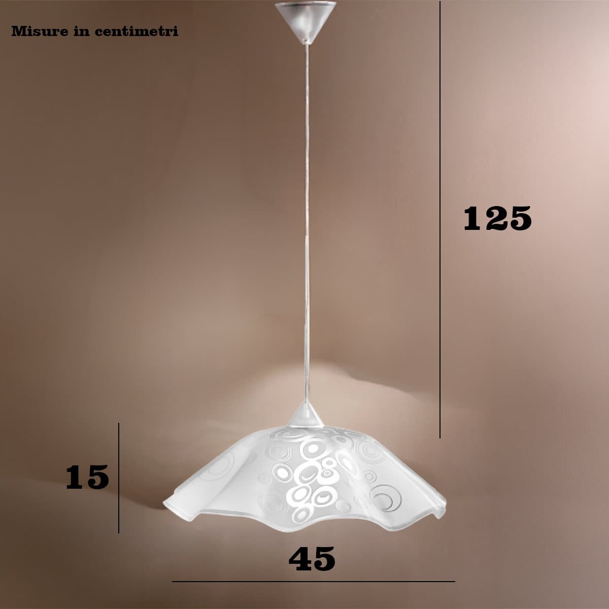 Sospensione moderna DUE P GHOST 2592 S E27 LED vetro ondulato bianco lucido - 3
