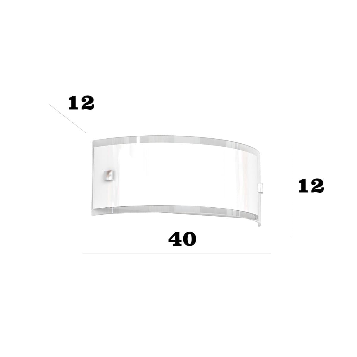 Applique moderno Top Light LINEAR 1076 A40 E27 LED vetro bianco bordo trasparente lucido - 3