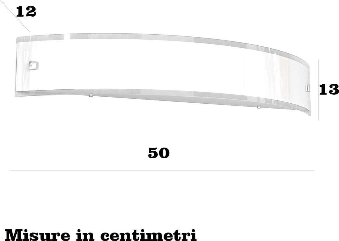 Applique moderno Top Light LINEAR 1076 A70 E27 LED vetro bianco bordo trasparente lucido - 4