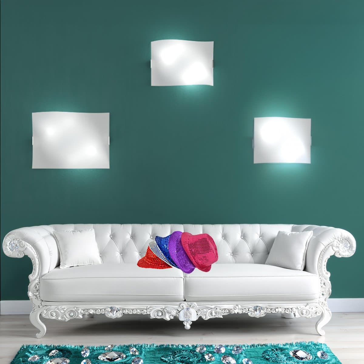 Applique vetro Top Light WING 1044 35 E27 LED vetro curvo satinato - 2