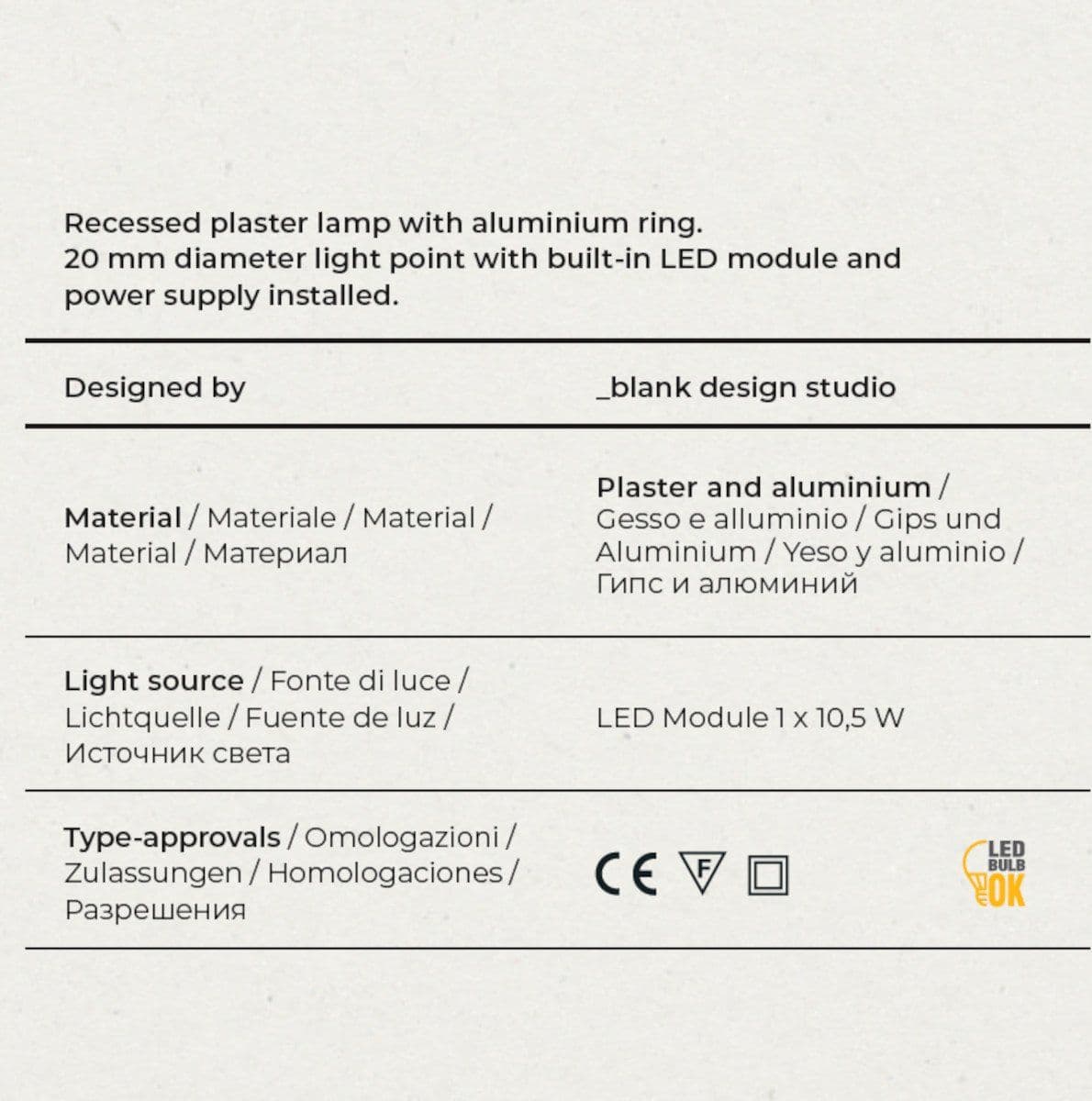 Faretto incasso Sforzin RHODIA T469 LED gesso alluminio scomparsa - 5