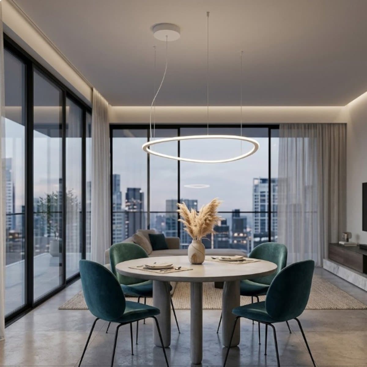 Lampadario moderno Promoingross TRIS S65 WH LED dimmerabile metallo silicone - 2