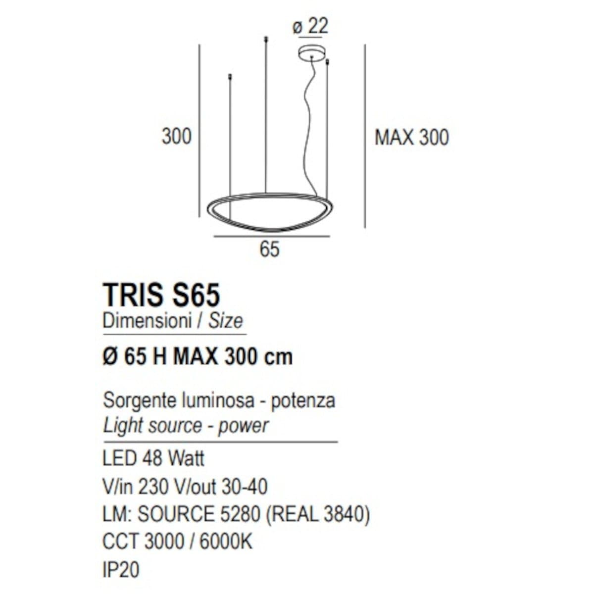 Lampadario classico Promoingross TRIS S65 MG LED dimmerabile metallo silicone - 3
