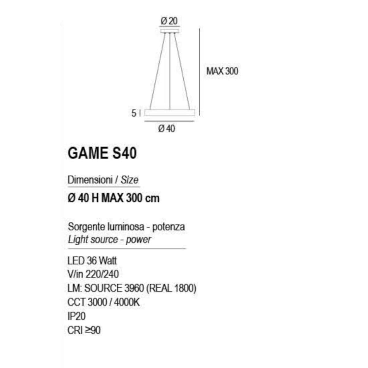 Lampadario moderno Promoingross GAME S40 LED CCT biemissione metallo silicone - 18