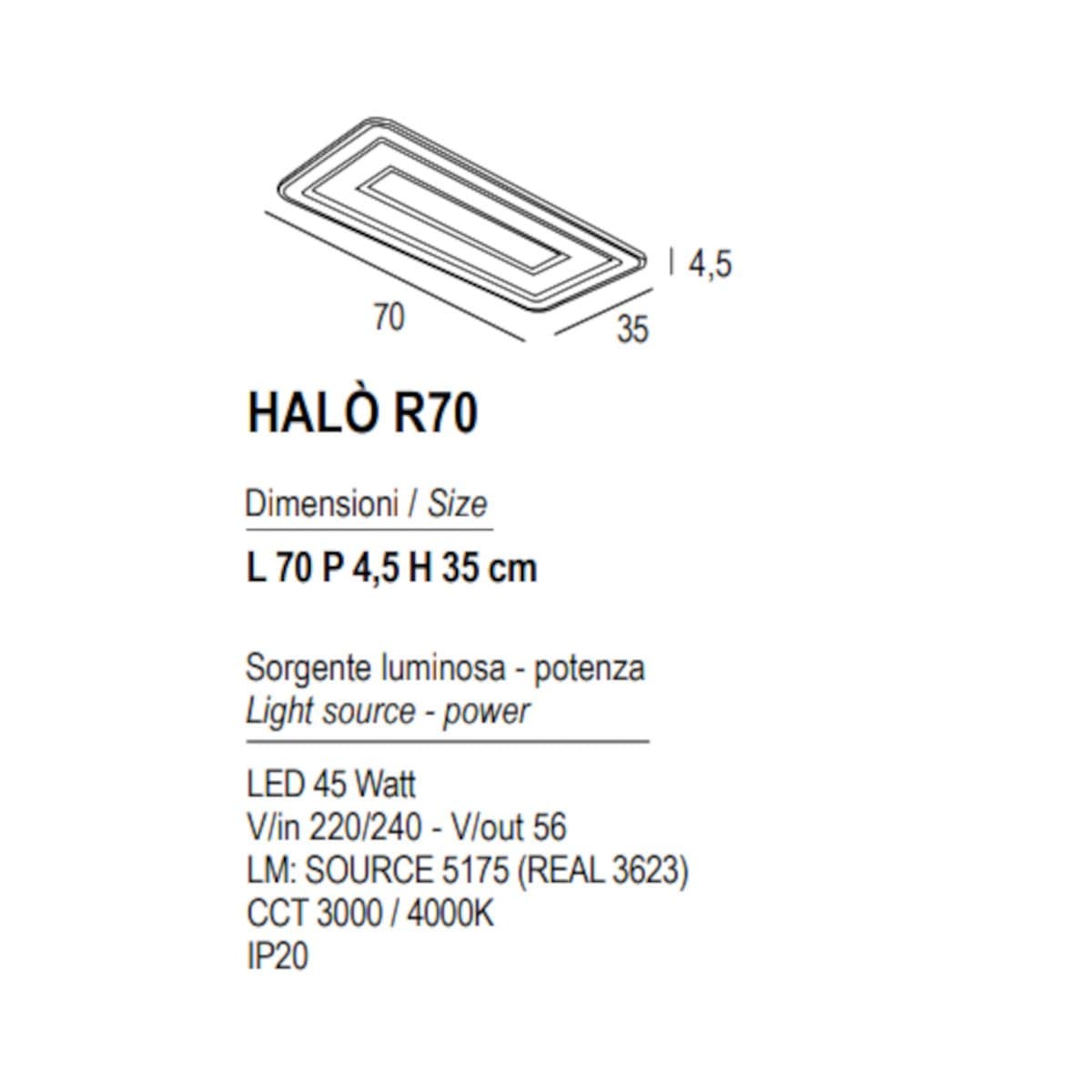 Plafoniera moderna Promoingross HALO R70 FULL LED CCT metallo metacrilato - 4