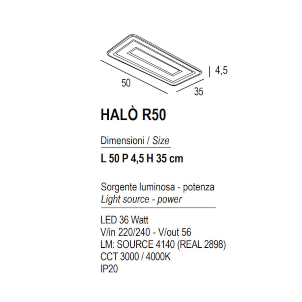 Plafoniera moderna Promoingross HALO R50 FULL LED CCT metallo metacrilato - 18