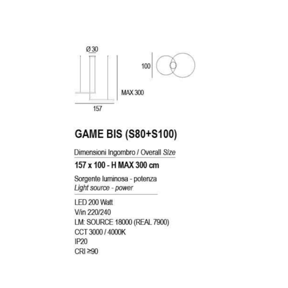 Lampadario moderno Promoingross GAME BIS S80+S100 LED CCT biemissione metallo silicone - 39