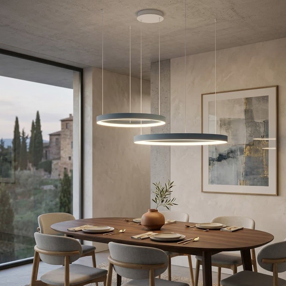 Lampadario moderno Promoingross GAME BIS S80+S100 LED CCT biemissione metallo silicone - 2