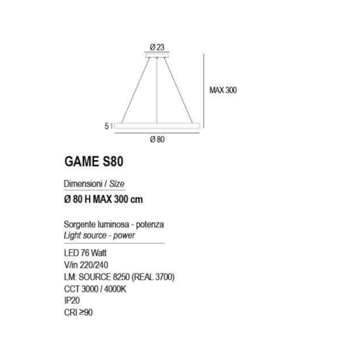 Lampadario moderno Promoingross GAME S80 LED CCT biemissione metallo silicone - 19