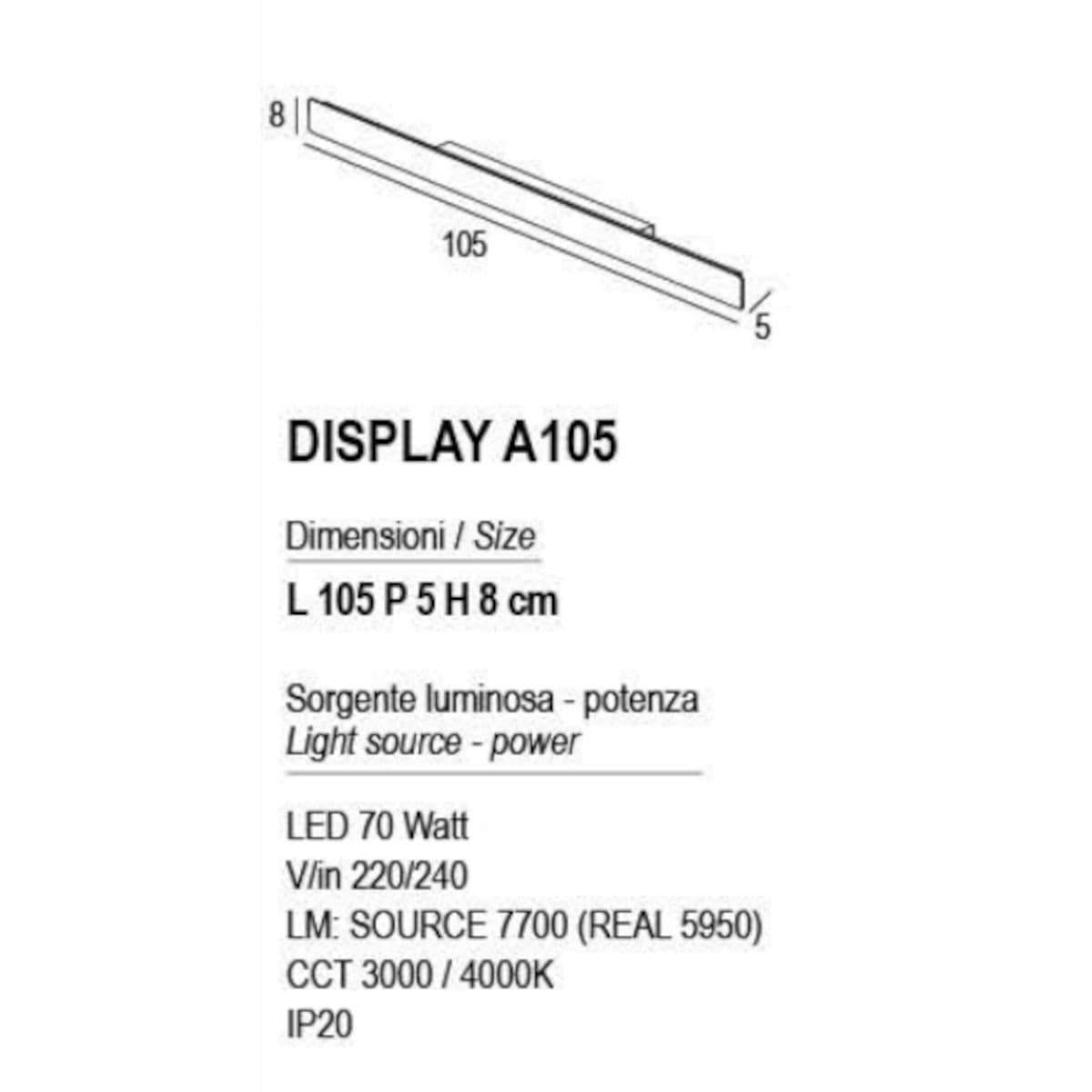 Applique moderno Promoingross DISPLAY A WH LED CCT metallo BIANCO - 13