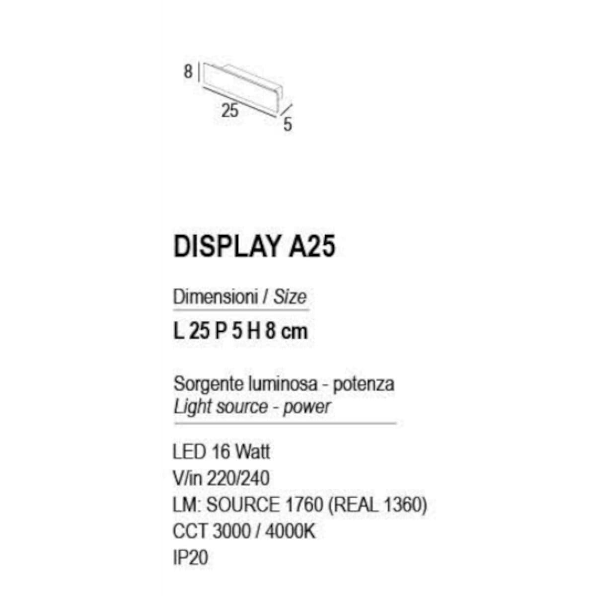 Applique moderno Promoingross DISPLAY A WH LED CCT metallo BIANCO - 9