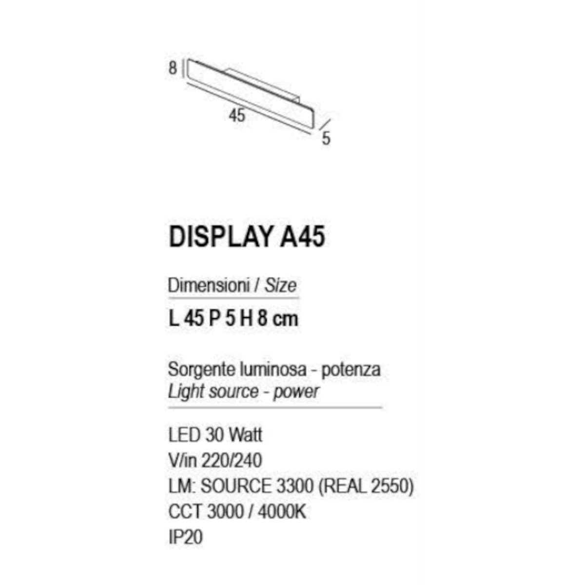 Applique moderno Promoingross DISPLAY A45 LED CCT metallo - 17