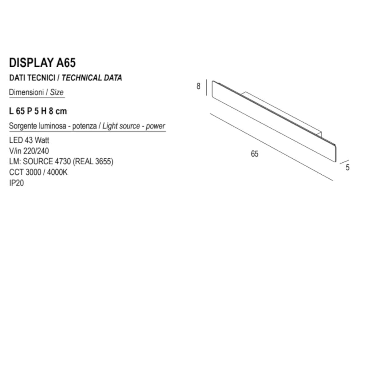 Applique moderno Promoingross DISPLAY A65 LED CCT metallo - 6