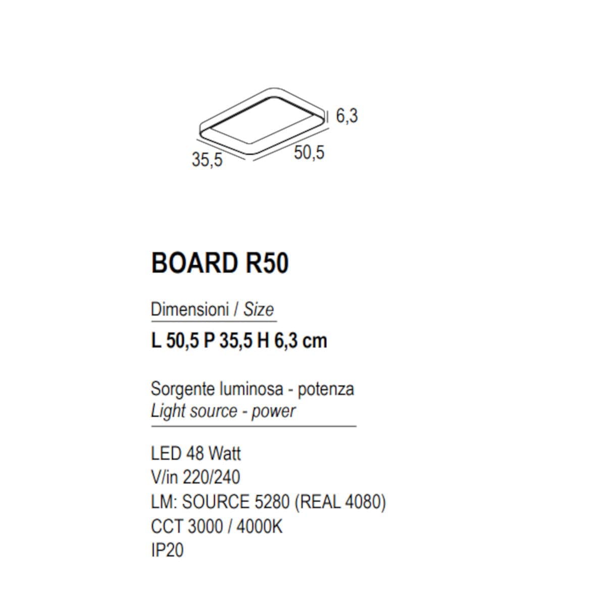Plafoniera moderna Promoingross BOARD R50 LED CCT metallo metacrilato - 22