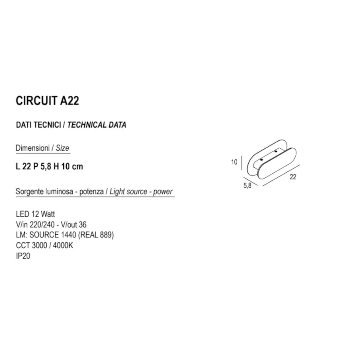 Applique led Promoingross CIRCUIT A22 CCT metallo metacrilato - 19