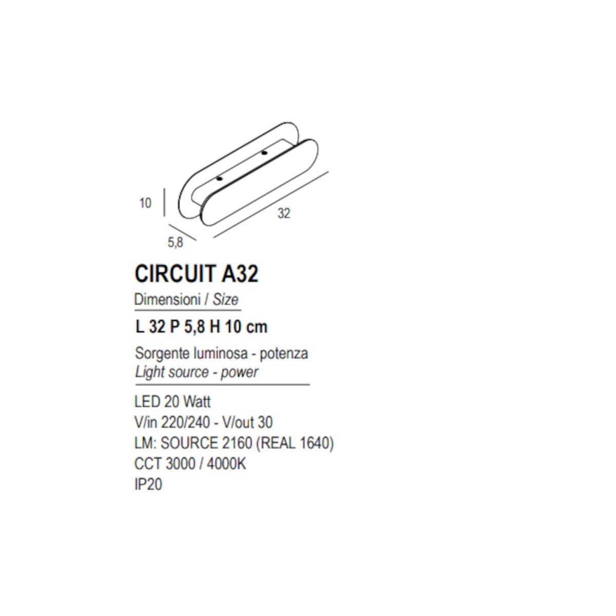 Applique led Promoingross CIRCUIT A32 CCT metallo metacrilato - 6