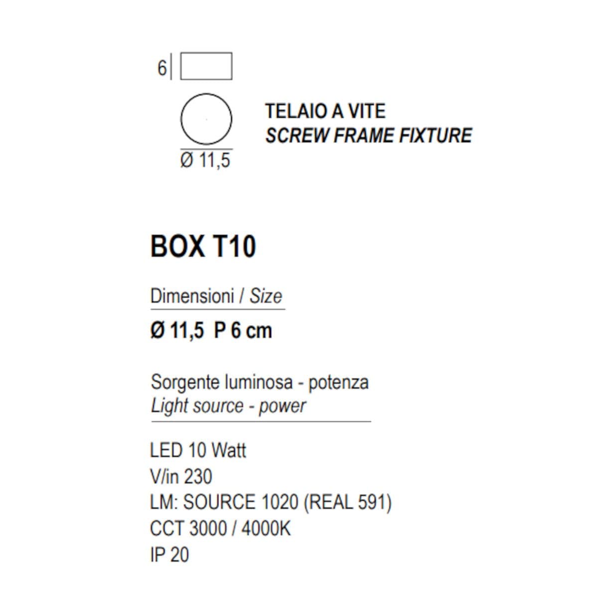 Plafoniera led Promoingross BOX T10 CCT metallo metacrilato - 18