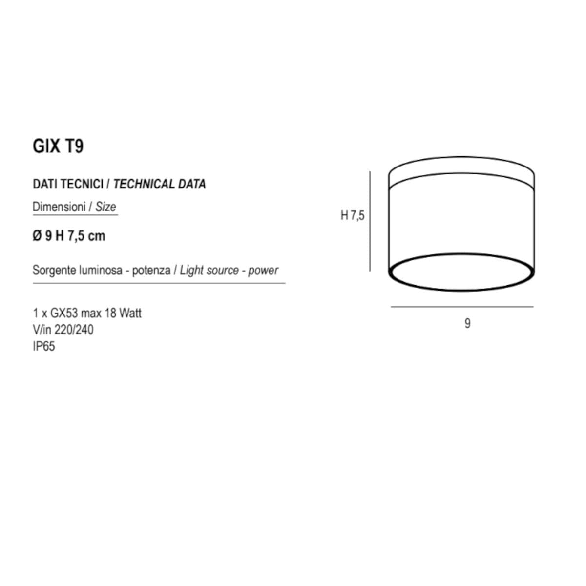 Plafoniera ESTERNO Promoingross GIX T9 GX53 LED IP65 alluminio vetro - 9