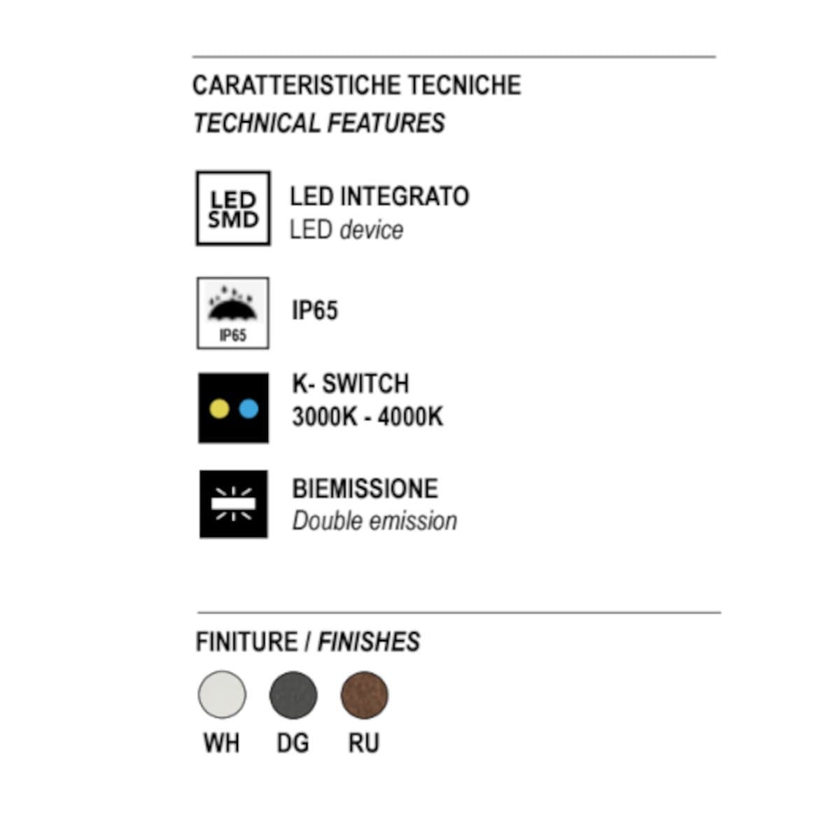 Applique led Promoingross VIEW A22 CCT IP65 biemissione metallo metacrilato - 14