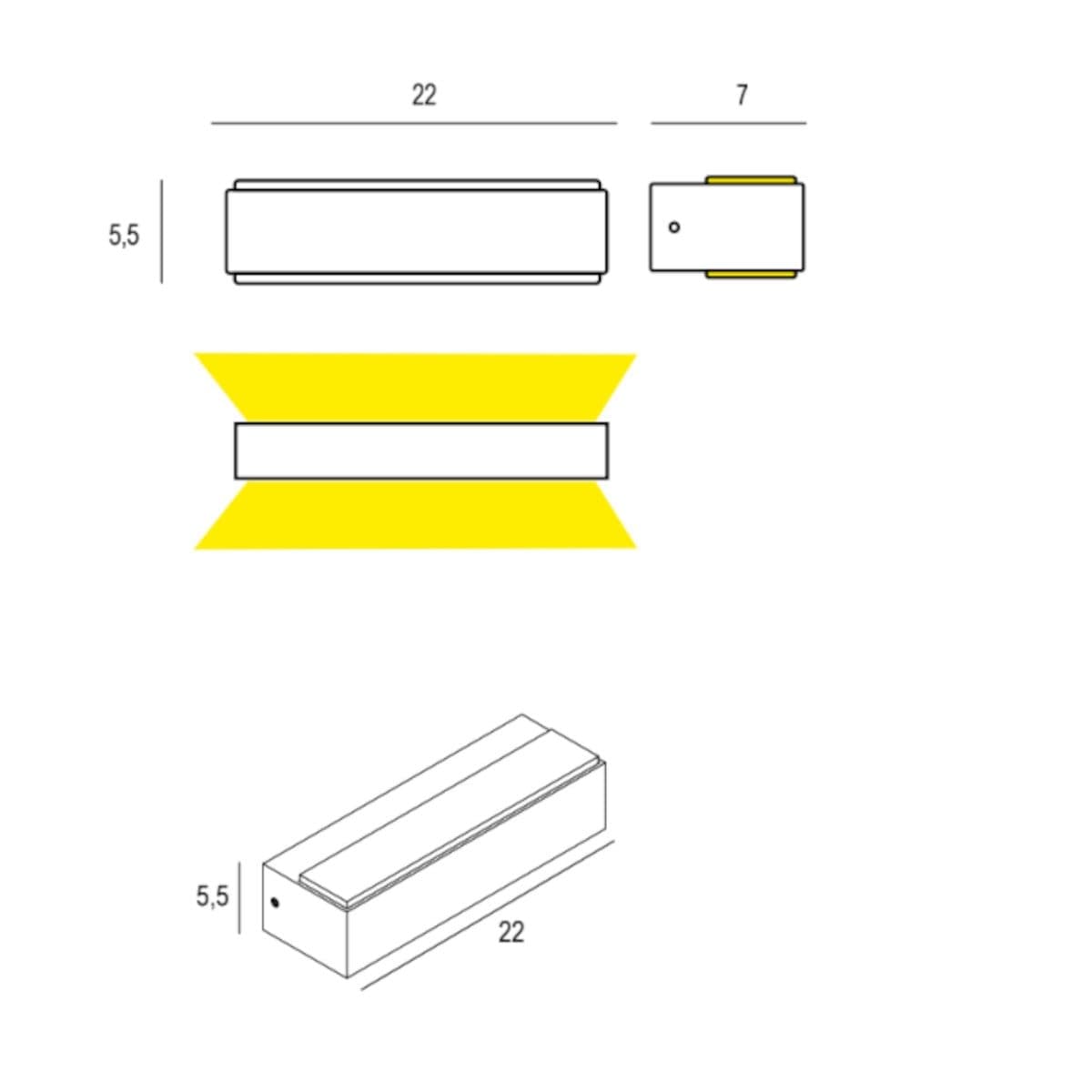 Applique led Promoingross VIEW A22 CCT IP65 biemissione metallo metacrilato - 9