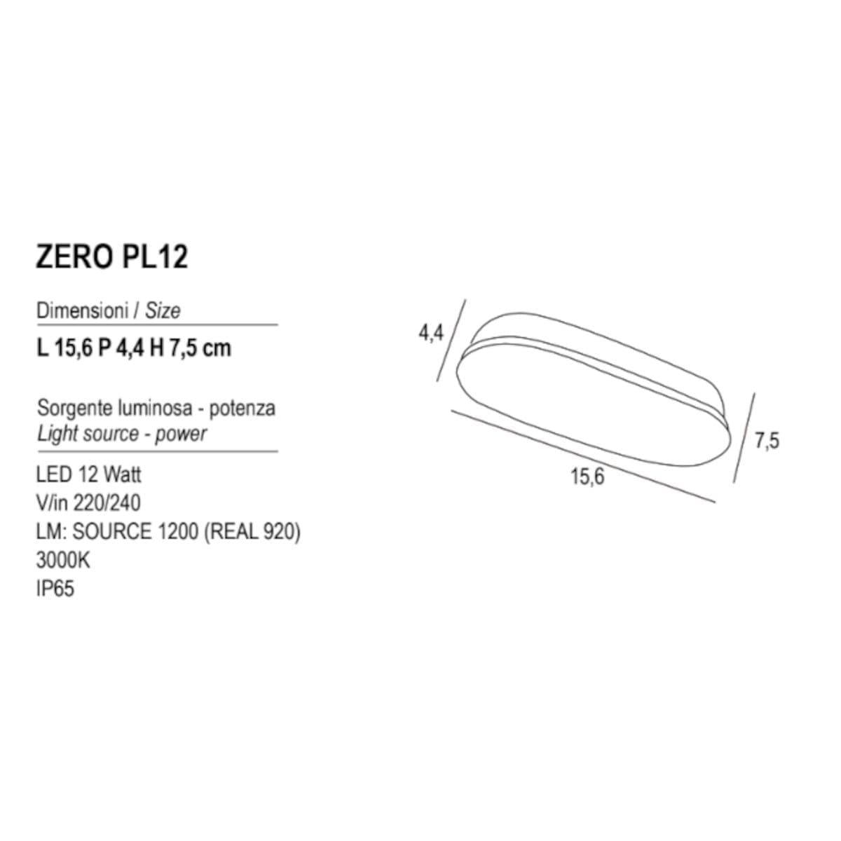 Applique moderno Promoingross ZERO PL12 PL20 LED IP65 PVC metacrilato - 8