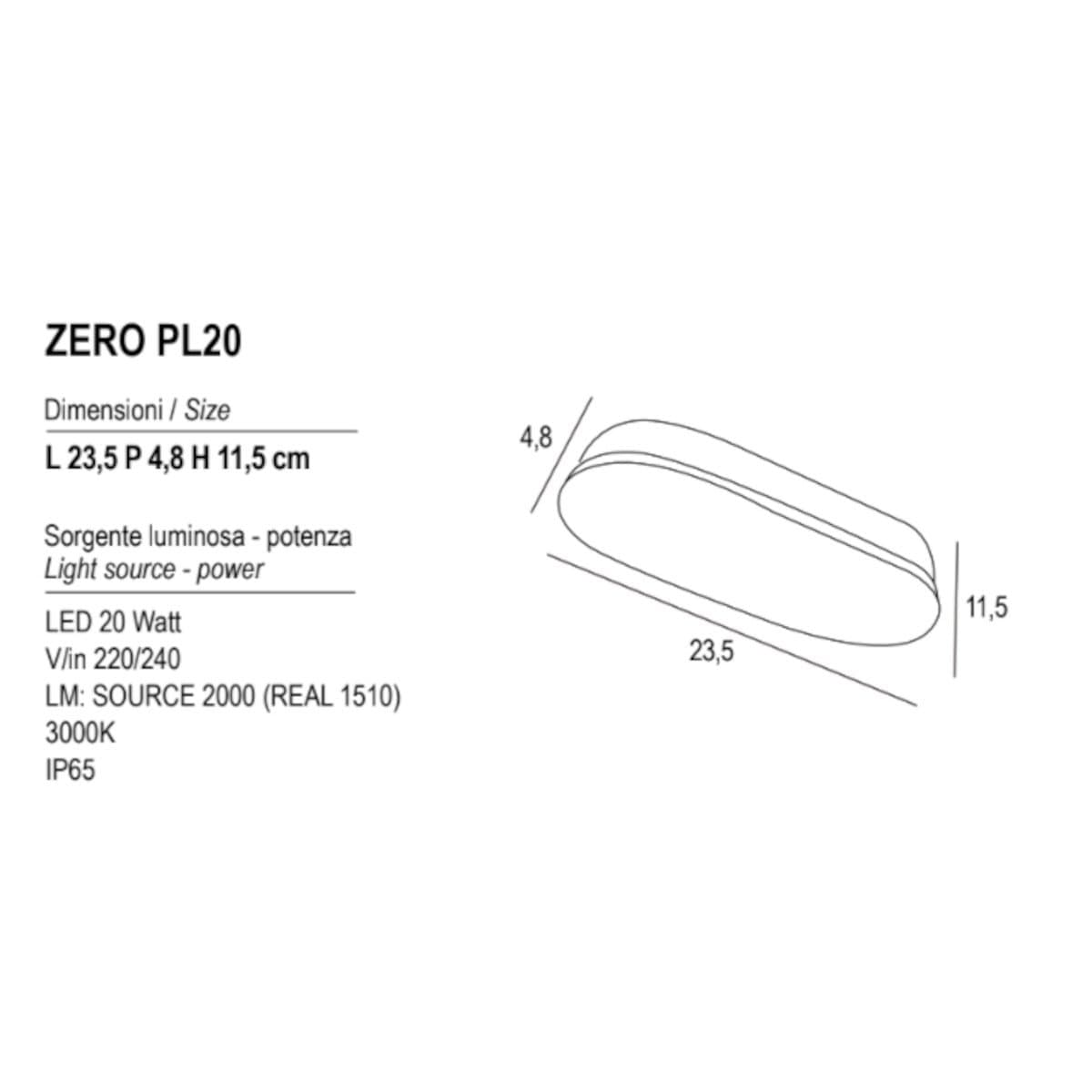 Applique moderno Promoingross ZERO PL12 PL20 LED IP65 PVC metacrilato - 9