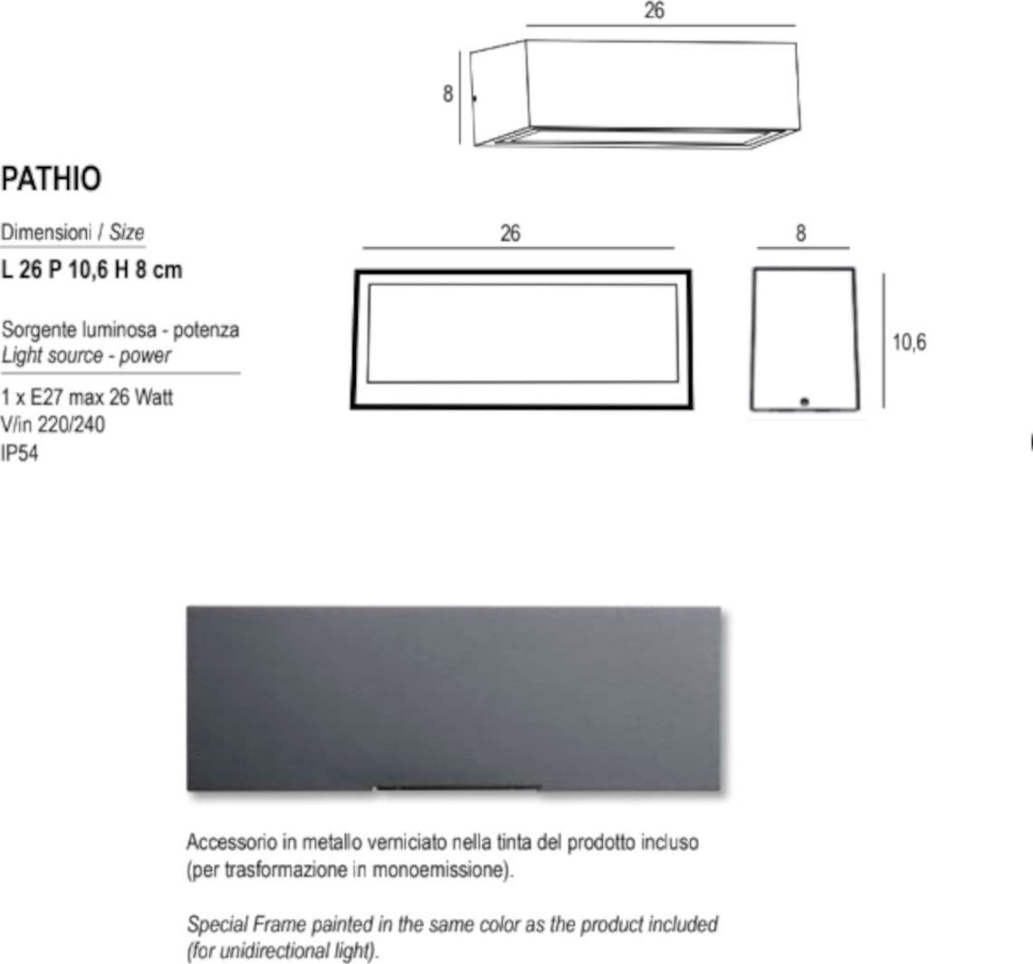 Applique classico Promoingross PATHIO RU E27 LED IP54 alluminio vetro - 4