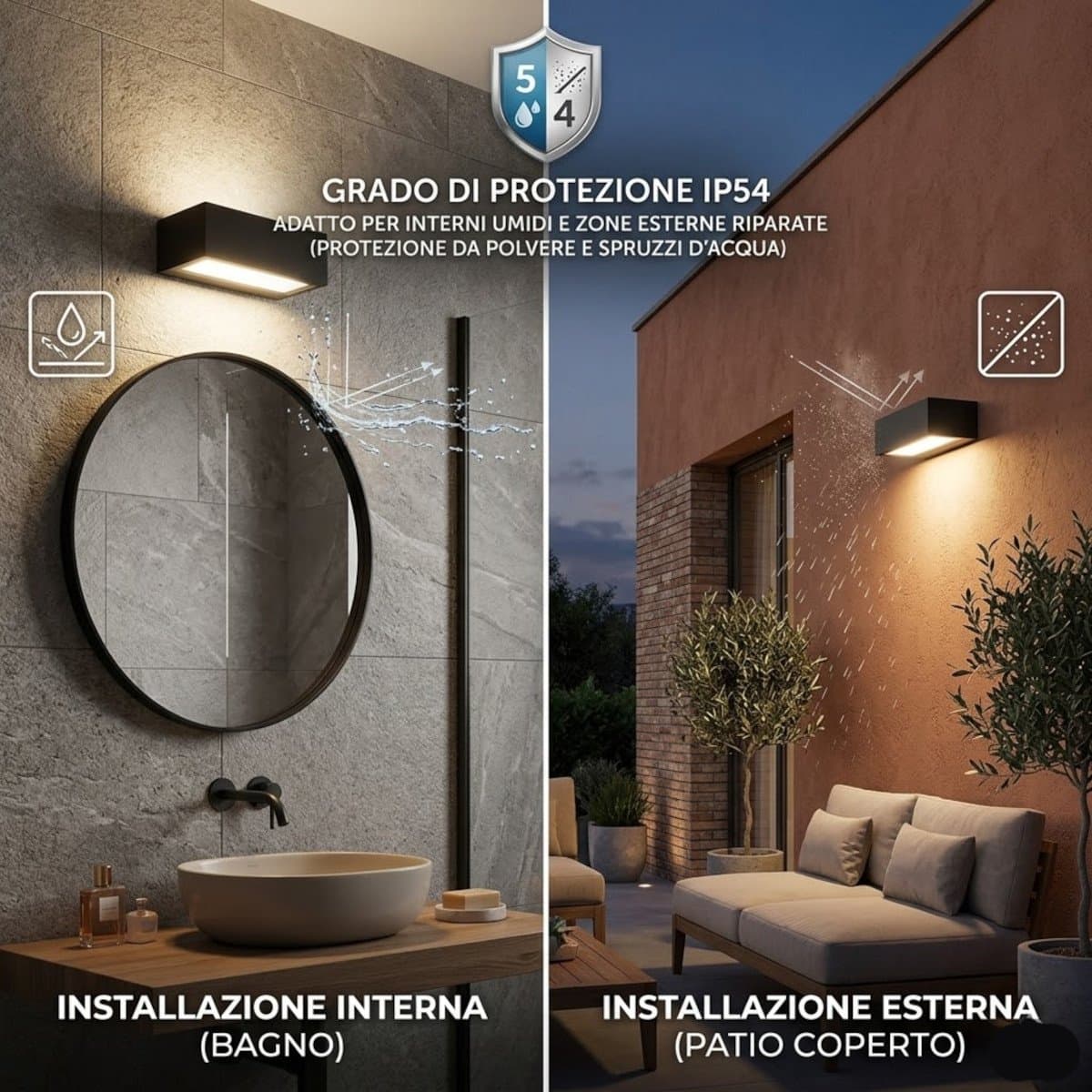 Applique classico Promoingross PATHIO RU E27 LED IP54 alluminio vetro - 6