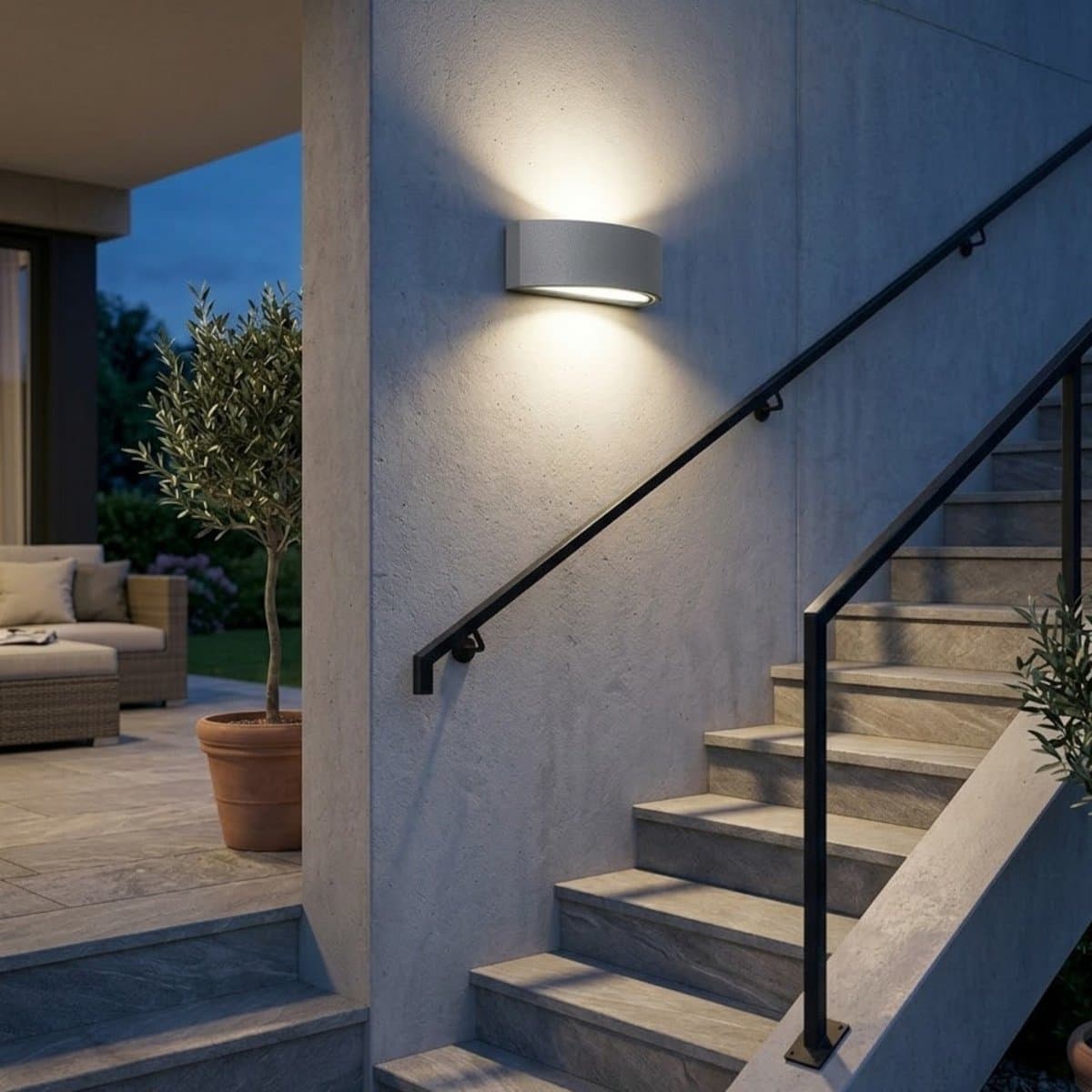 Applique moderno Promoingross LENTE 5581 E27 LED IP54 alluminio vetro biemissione monoemissione - 3