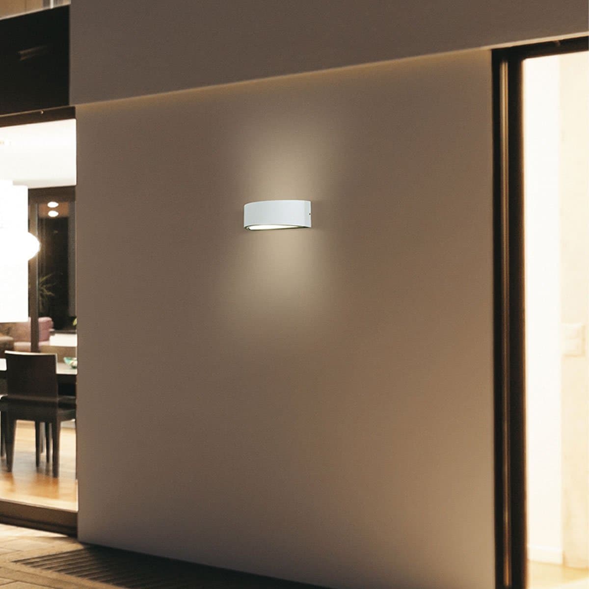 Applique moderno Promoingross LENTE 5581 E27 LED IP54 alluminio vetro biemissione monoemissione - 5
