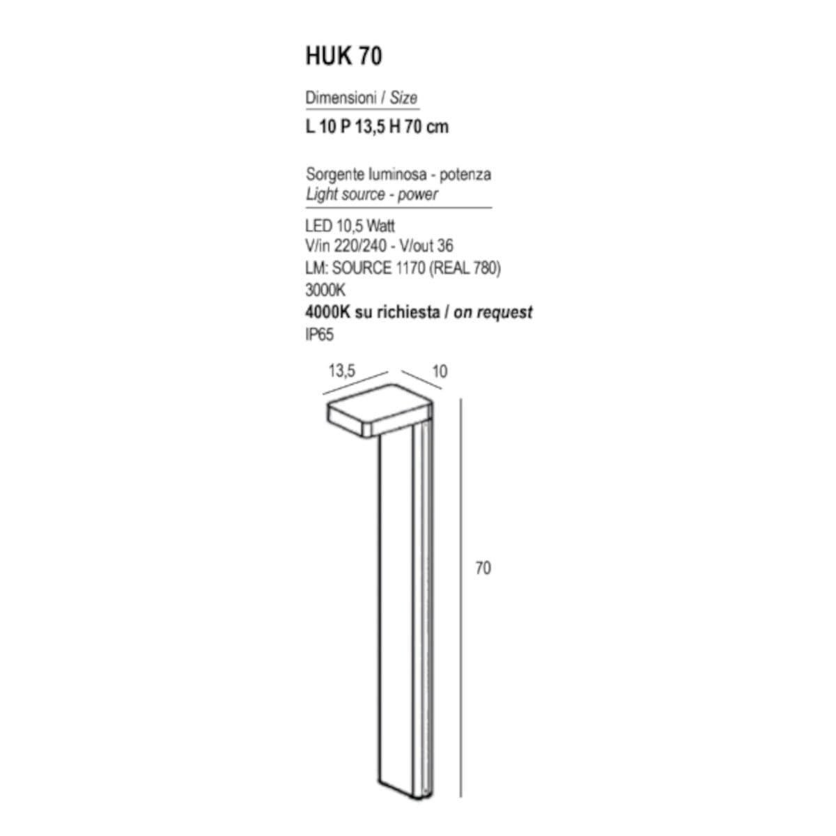 Lampioncino moderno Promoingross HUK 70 LED IP65 alluminio vetro monoemissione - 7