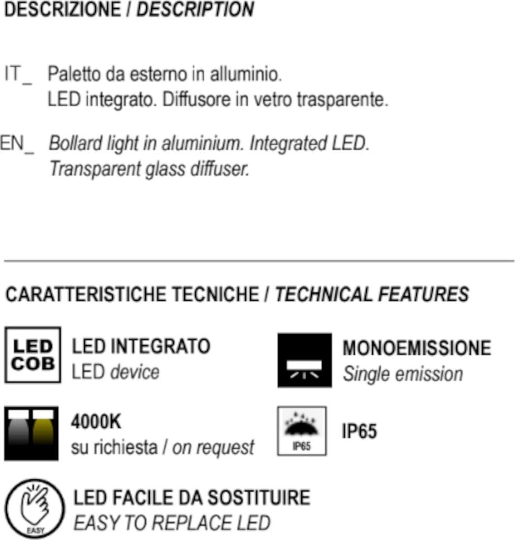 Lampioncino classico Promoingross HUK 70 RU LED IP65 alluminio vetro monoemissione - 4