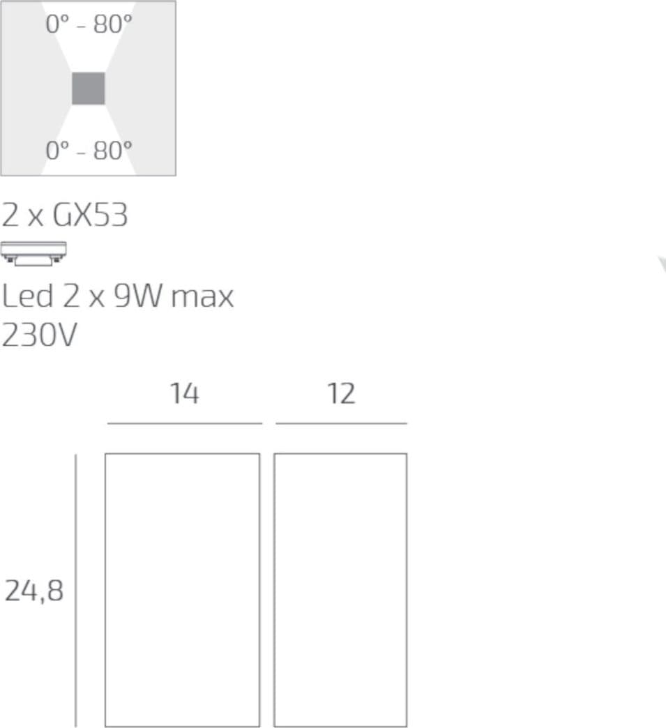 Applique classico Top Light SPA PLUS AP CO GX53 LED IP54 alluminio vetro biemissione - 3